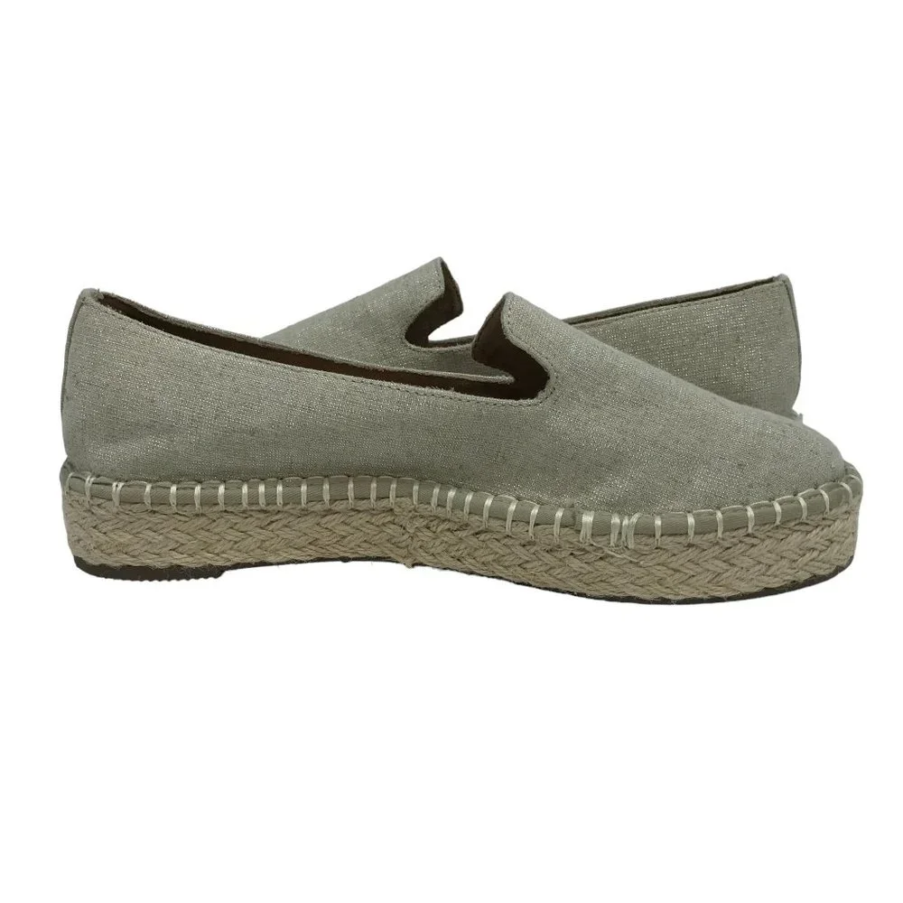 JOIE Cara Womens 8M Platform Espadrilles Tan & Silver Fabric Memory Foam - Picture 3 of 10